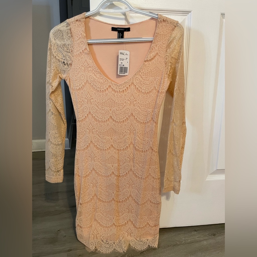 XS pink lace mini dress Forever 21